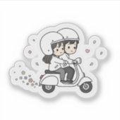 Cute Couple Scooter Trip | Romantic Travel Love  シール (正面)