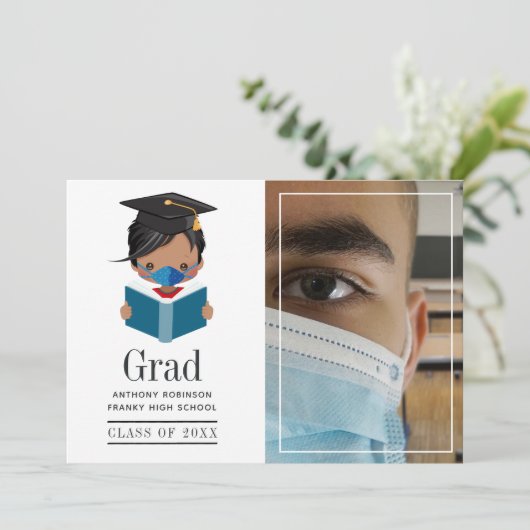 Cute Covid-19 Boy卒業写真 案内状 (スタンド正面)