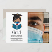 Cute Covid-19 Boy卒業写真 案内状 (正面/裏面)