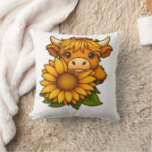 Cute Cow and Sunflower クッション (ブランケット)