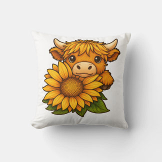 Cute Cow and Sunflower クッション