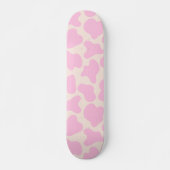 Cute Cow Animal Print Pattern Aesthetic Pink  スケートボード (正面)