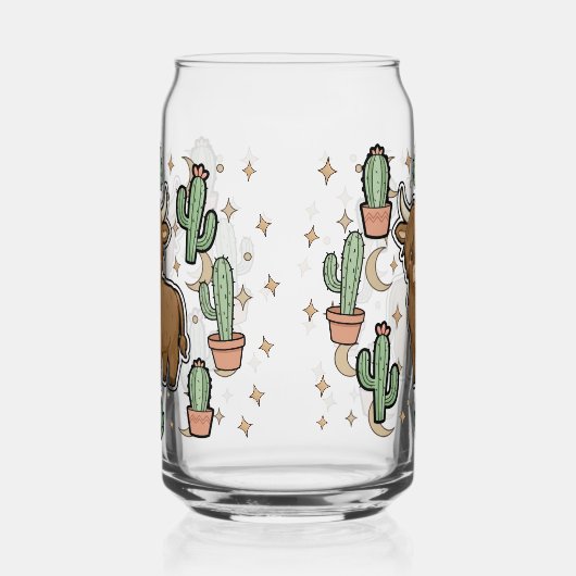 Cute Cow & Cactus Glass Can Drinkware Set ガラス缶 (右)