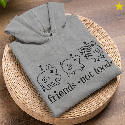 Cute Cow Chicken Pig Doodle Vegan Vegetarian パーカ