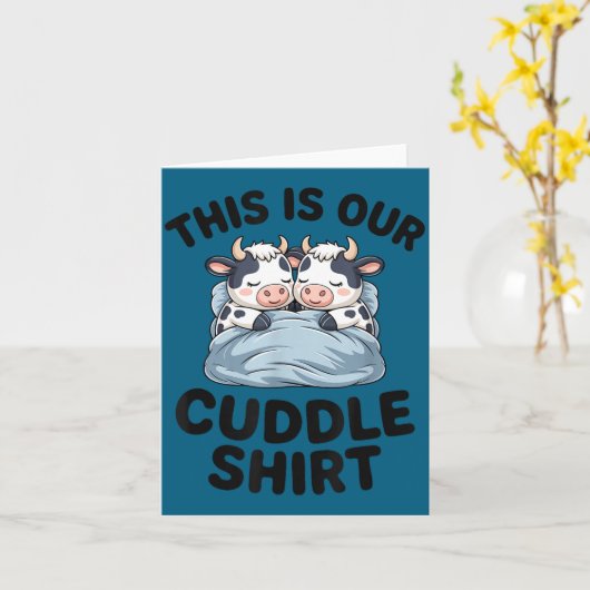 Cute Cow Couple This Is Our Cuddle  カード (黄色い花)