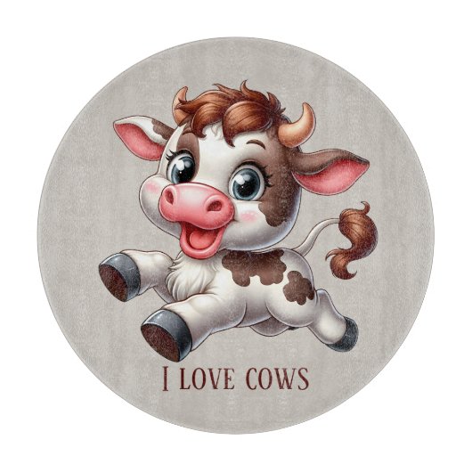 Cute cow lovers customizable カッティングボード (正面)