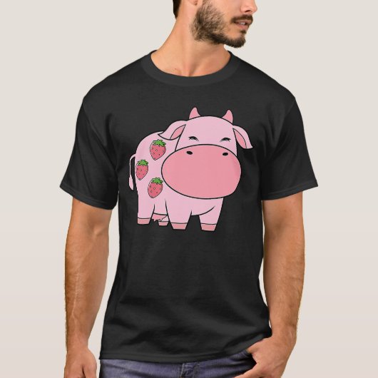 Cute Cow Milk Yoghurt Strawberry Tシャツ (正面)