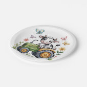 Cute Cow on Tractor Boy Birthday Party ペーパープレート (アングル)