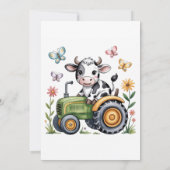 Cute Cow on Tractor Boy Birthday Party  招待状 (裏面)