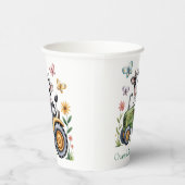 Cute Cow on Tractor Boy Birthday Party 紙コップ (右)