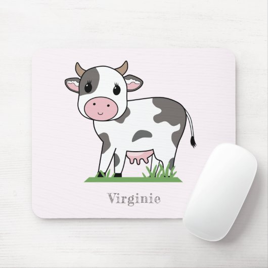 Cute Cow Pink Mouse Pad マウスパッド (マウス)
