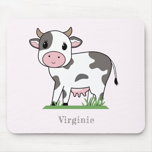 Cute Cow Pink Mouse Pad マウスパッド (正面)
