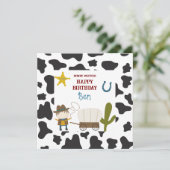 Cute Cow print Cowboy Birthday カード (スタンド正面)