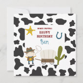 Cute Cow print Cowboy Birthday カード (正面)