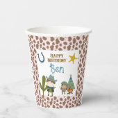 Cute Cow print Cowboy Birthday 紙コップ (正面)