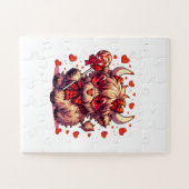 Cute Cow Red Hearts Puzzles  ジグソーパズル (横)