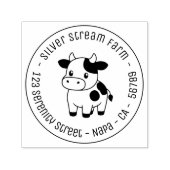Cute Cow Round Business Address セルフインキングスタンプ (デザイン)