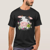 Cute cow with c leaf for farm fans  1 tシャツ (正面)
