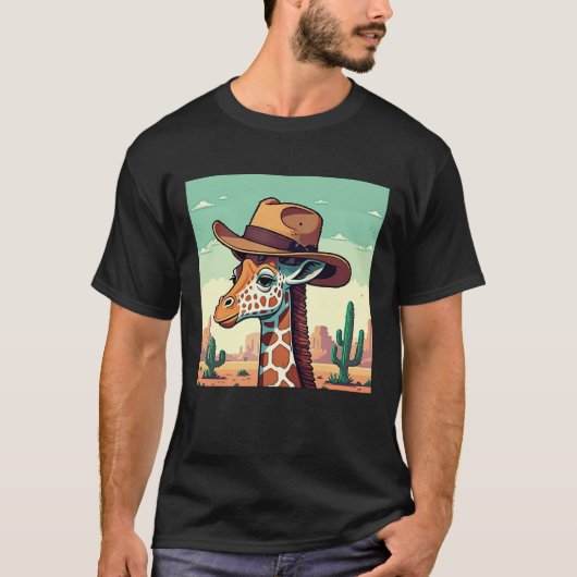 Cute Cowboy Giraffe T-Shirt | Giraffe  Tシャツ (正面)