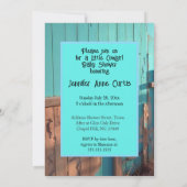 Cute Cowgirl Baby Shower Teal Pink Pets 招待状 (裏面)