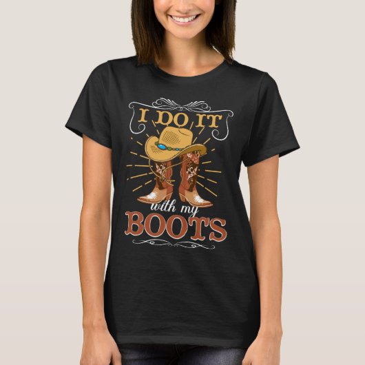 Cute Cowgirl Boots Girls Country Line Dancing Ladi Tシャツ (正面)