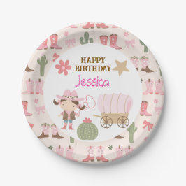 Cute Cowgirl Pink Cowgirl Boots Birthday ペーパープレート