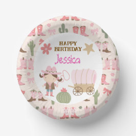 Cute Cowgirl Pink Cowgirl Boots Birthday ペーパーボウル