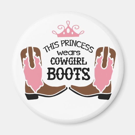 Cute Cowgirl Princess Cowboy Boots Horse Western マグネット (正面)