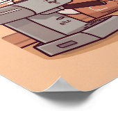 Cute Cozy Cartoon Barista Cat Poster ポスター (角)