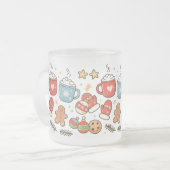 Cute Cozy Christmas Doodles Mug フロストグラスマグカップ (正面左)