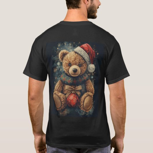 Cute Cozy Christmas Teddy Bear with Ornament Tシャツ (裏面)