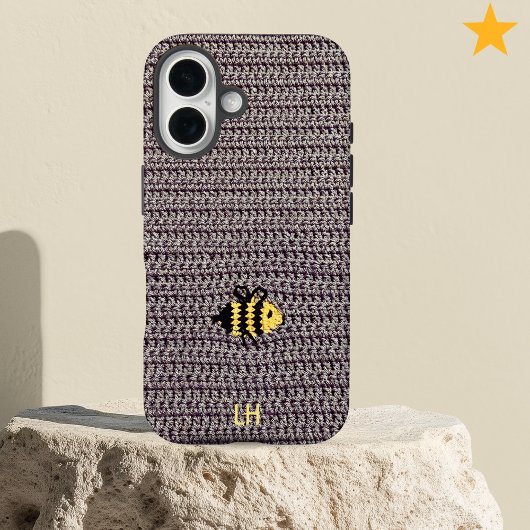 Cute Cozy Crochet Bee Yarn Custom Name Initials Case-Mate iPhoneケース
