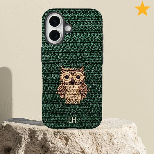 Cute Cozy Crochet Owl Yarn Custom Name Initials Case-Mate iPhoneケース