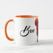 Cute Cozy Ghost in Knitted Hat Holding Pumpkin マグカップ (左)