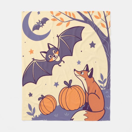 Cute & Cozy Halloween Blanket with Smiling Bats,  フリースブランケット (正面)