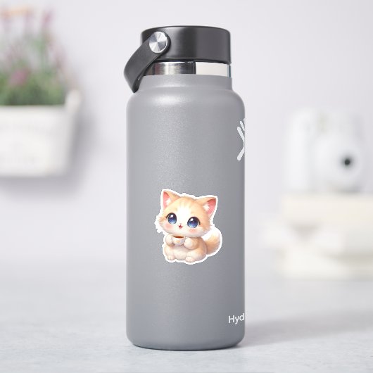 Cute Cozy Kitty Coffee Cup Vinyl Sticker シール (HydroFlask)