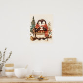 Cute Cozy Penguin Winter Nursery Wall Art Poster ポスター (キッチン)