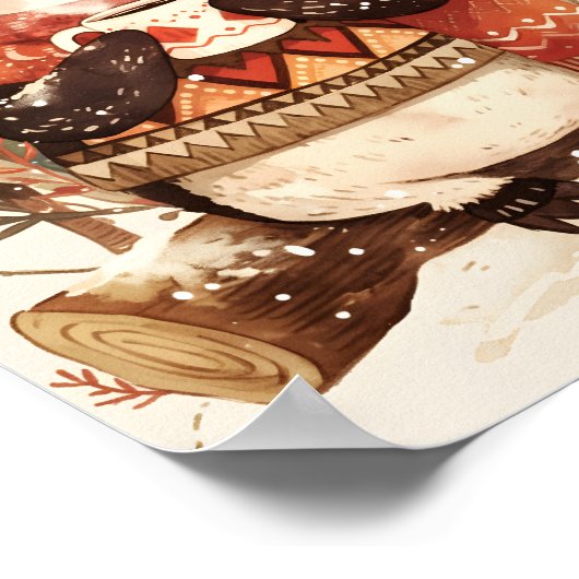 Cute Cozy Penguin Winter Nursery Wall Art Print  ポスター (角)