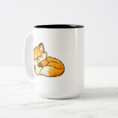 Cute Cozy Sleeping Fox ツートーンマグカップ (正面左)