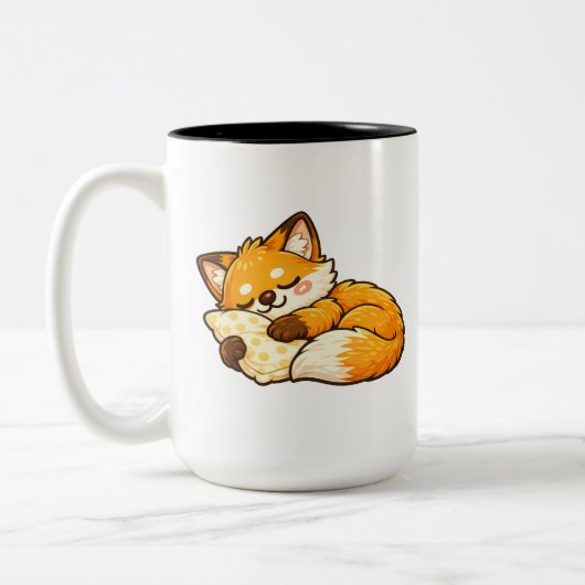 Cute Cozy Sleeping Fox ツートーンマグカップ (左)