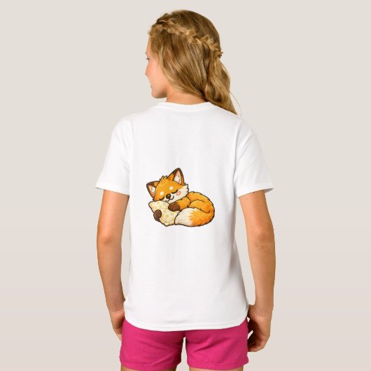 Cute Cozy Sleeping Fox Tシャツ (裏面フル)