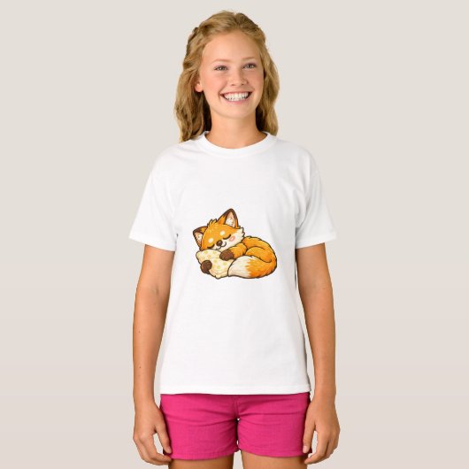 Cute Cozy Sleeping Fox Tシャツ (正面フル)