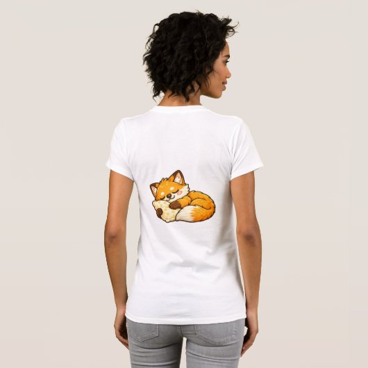 Cute Cozy Sleeping Fox Tシャツ (裏面フル)