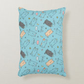 Cute & Cozy Sleepy Cat Dreams Pattern アクセントクッション (正面(垂直))