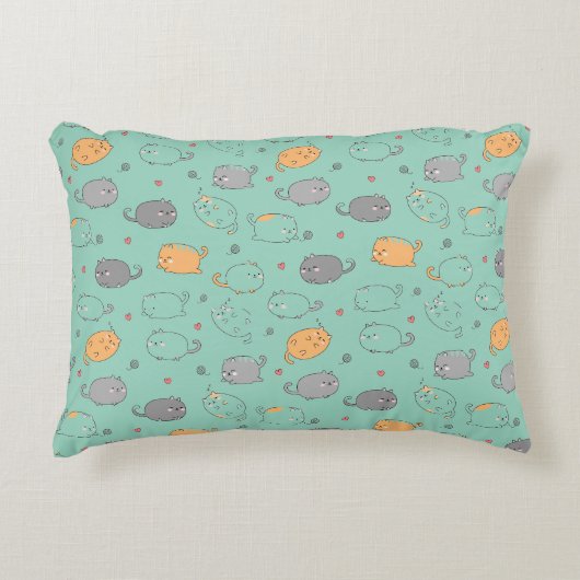 Cute & Cozy Sleepy Cat Dreams Pattern アクセントクッション (正面)