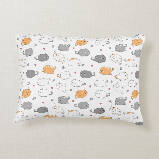 Cute & Cozy Sleepy Cat Dreams Pattern アクセントクッション (裏面)