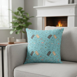 Cute & Cozy Sleepy Cat Dreams Pattern クッション