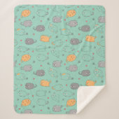 Cute & Cozy Sleepy Cat Dreams Pattern シェルパブランケット (正面)