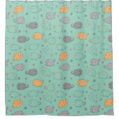 Cute & Cozy Sleepy Cat Dreams Pattern シャワーカーテン (正面)