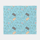 Cute & Cozy Sleepy Cat Dreams Pattern フリースブランケット (正面(横))